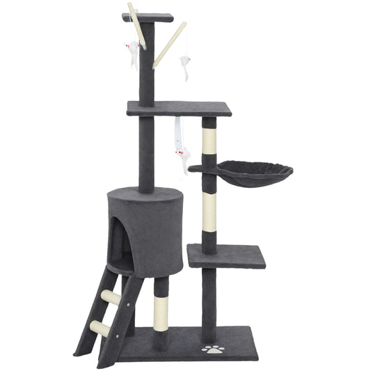 53 Inch Cat Tree Tower, Scratching Posts, Condo, Perches, Dark Grey Cat Towers Dark Grey at Gallery Canada