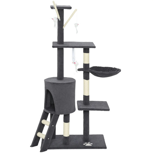 53 Inch Cat Tree Tower, Scratching Posts, Condo, Perches, Dark Grey