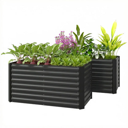 Galvanized Metal Planters, 4' x 2' x 2' Raised Garden Bed, Black Galvanized Planter Boxes Black at Gallery Canada