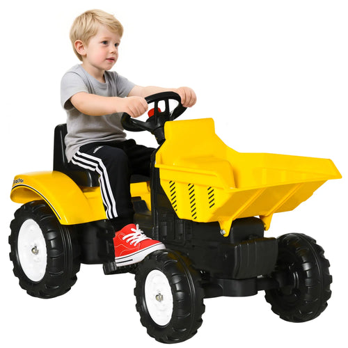 Kids Ride On Tractor, Pedal Construction Car, Manual Bucket, 3 Year Old, Yellow