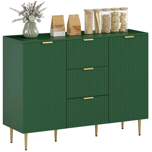 Modern Kitchen Storage Cabinet, Sideboard Buffet, 3 Drawers, Adjustable Shelves, Green
