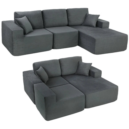 Modular Sectional Sofa Bed, L Shaped Couch, Dark Grey 3-Seater Sofas at Gallery Canada