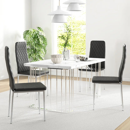 Kitchen Chairs Set of 4, Faux Leather Upholstery, Steel Legs, Black Dining Chairs at Gallery Canada