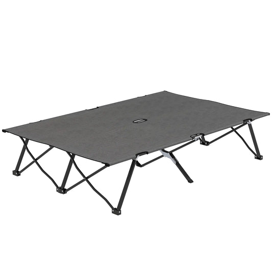 Two Person Folding Camping Cot, Portable Double Cot, 76", Dark Grey Camping Cots Dark Grey at Gallery Canada