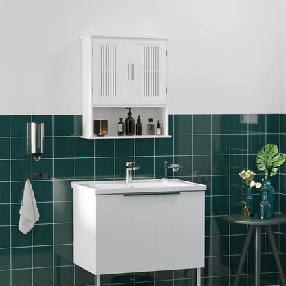Wall Mount Bathroom Cabinet, 2 Door Storage Organizer with Shelf, White Wall Mounted Cabinets at Gallery Canada