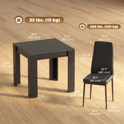 Square Dining Table Set For 2, PU Leather Upholstered Chairs, Black Dining Table Sets at Gallery Canada
