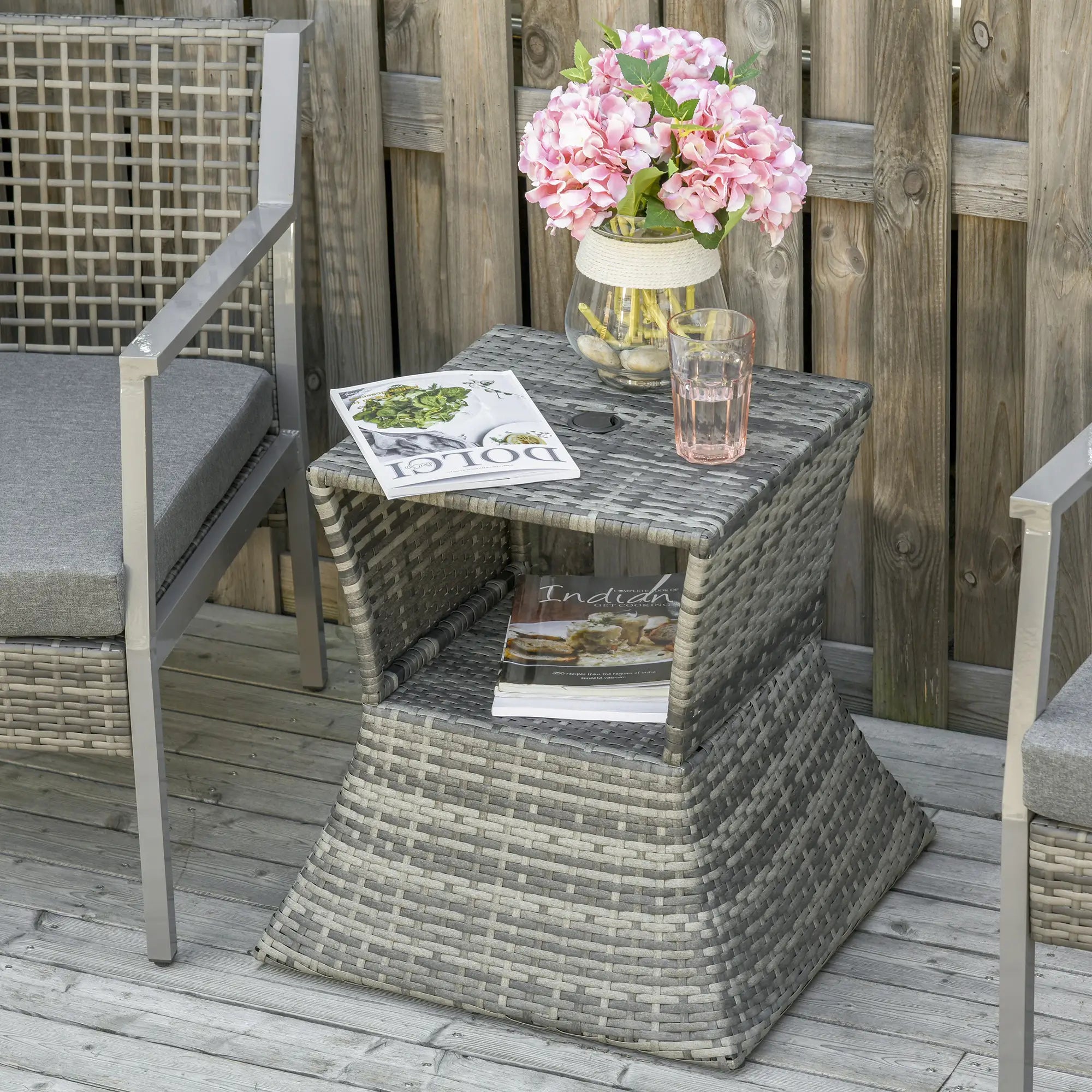Rattan Wicker Side Table, 21.3