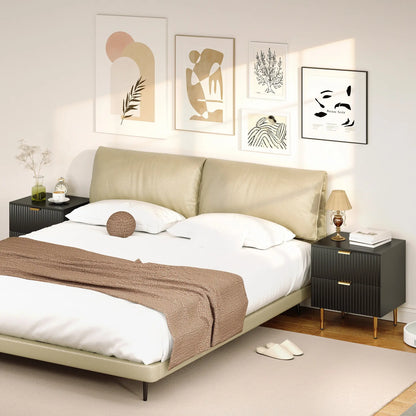 Modern Nightstand Set of 2, 2 Drawers, Metal Legs, Black Bedside Tables at Gallery Canada