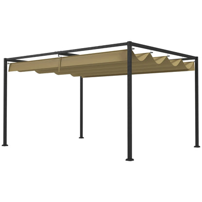 13' x 10' Pergola, Retractable Canopy, Outdoor Sun Shelter, Khaki Pergolas Khaki Canopy, Dark Grey Frame at Gallery Canada