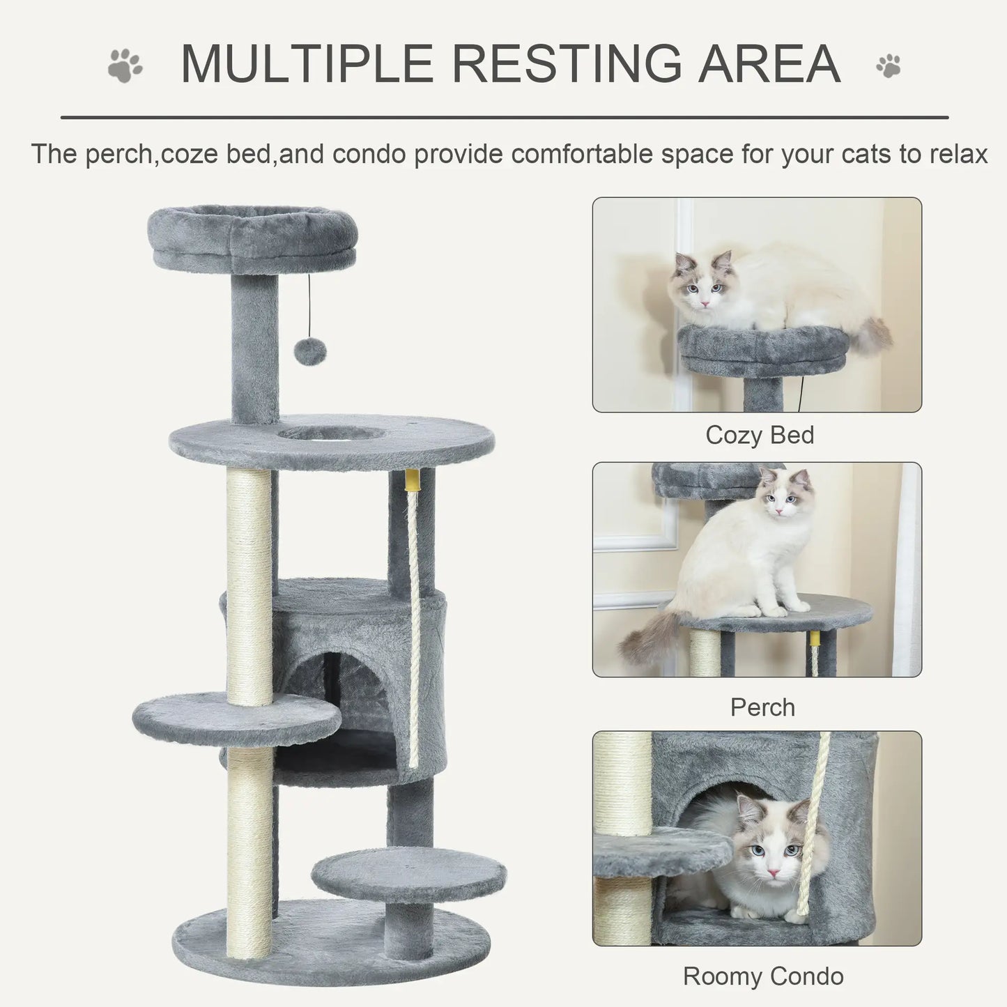 41 Cat Tree Tower with Condo, Scratching Posts, Dark Grey Cat Towers at Gallery Canada