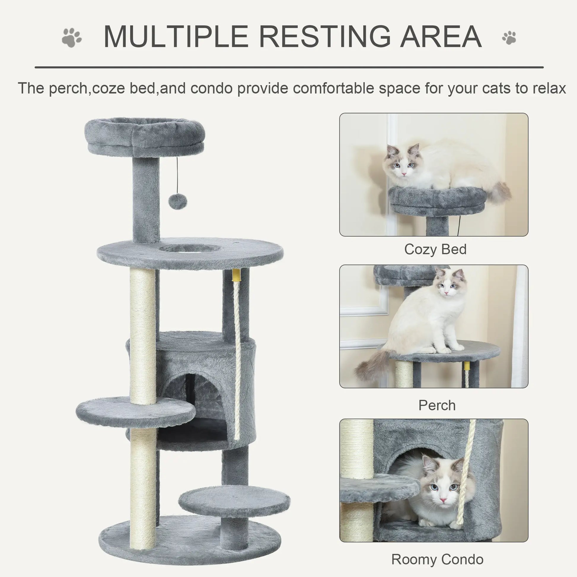 41 Cat Tree Tower with Condo, Scratching Posts, Dark Grey Cat Towers at Gallery Canada