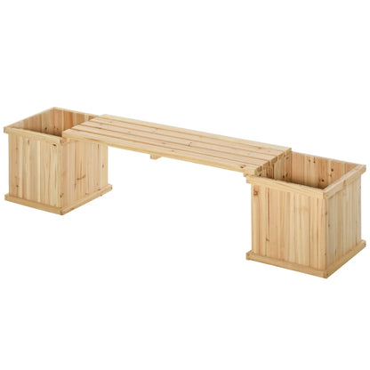 Raised Garden Bed Bench Planter, 69.25" x 15" x 15.75", Natural Wooden Planter Boxes at Gallery Canada