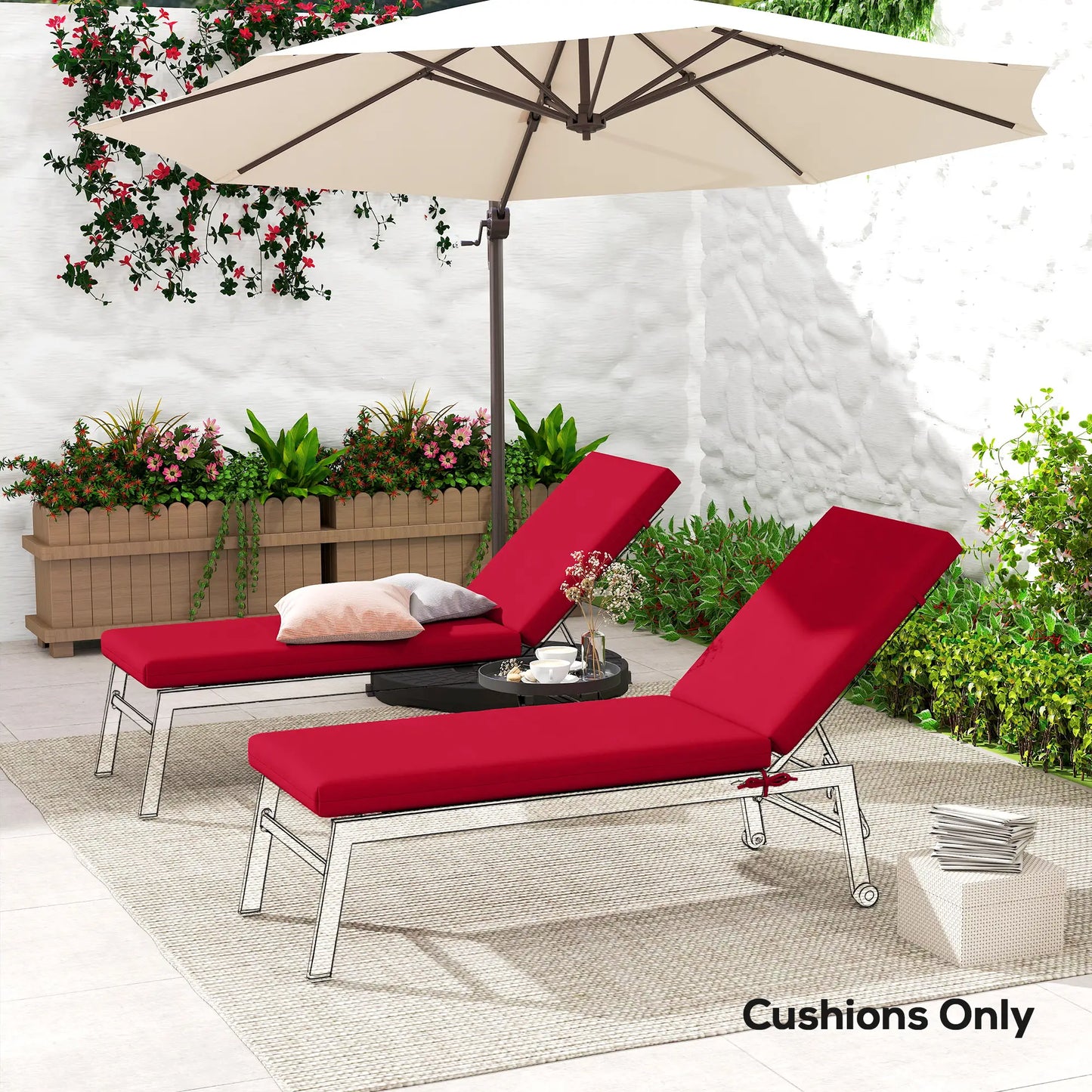 Patio Chair Cushion Set, 2-Piece, With Ties, Wine Red Patio Chair Cushions at Gallery Canada