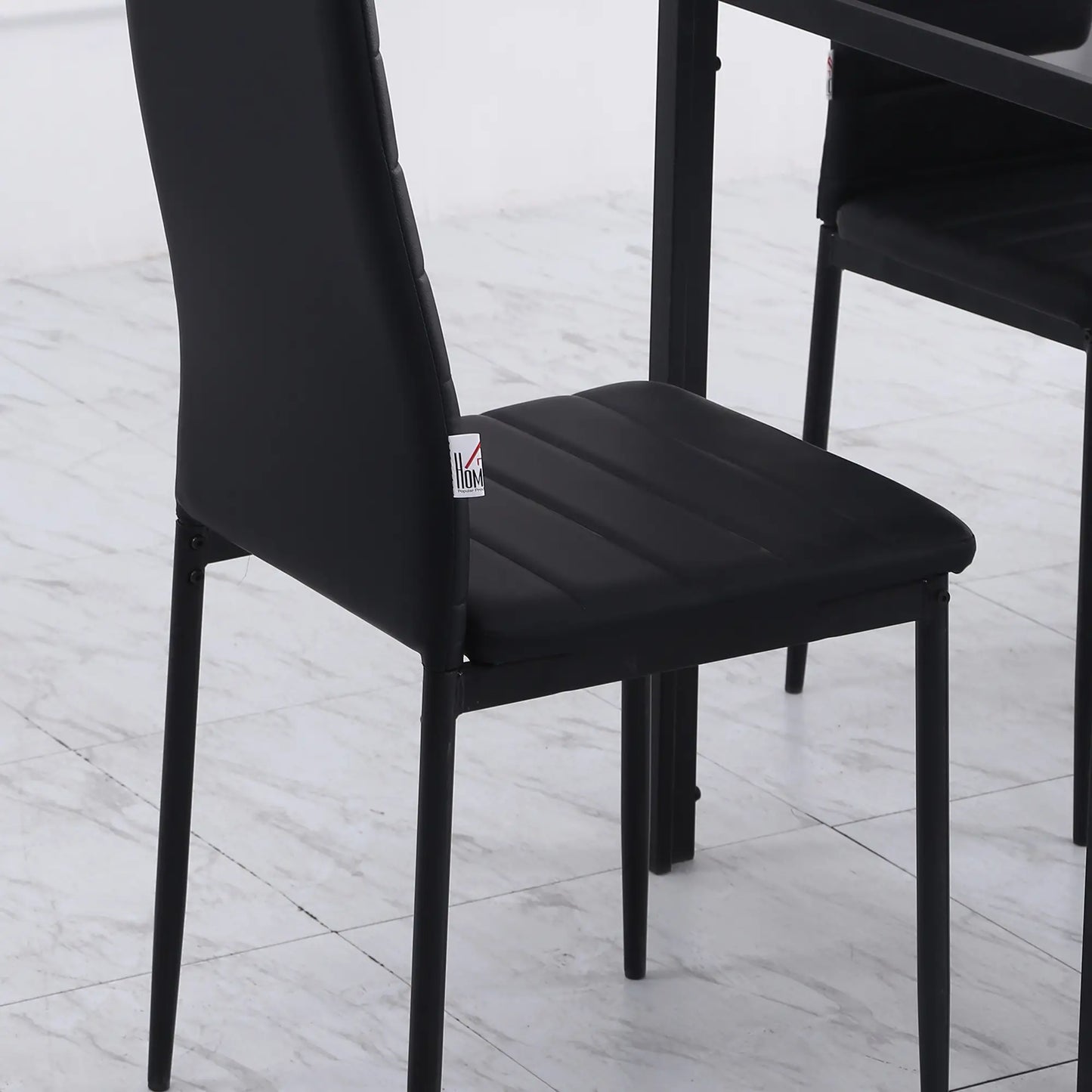 Modern High Back Dining Chairs, PU Leather, Metal Legs, Set of 4, Black Bar Stools at Gallery Canada