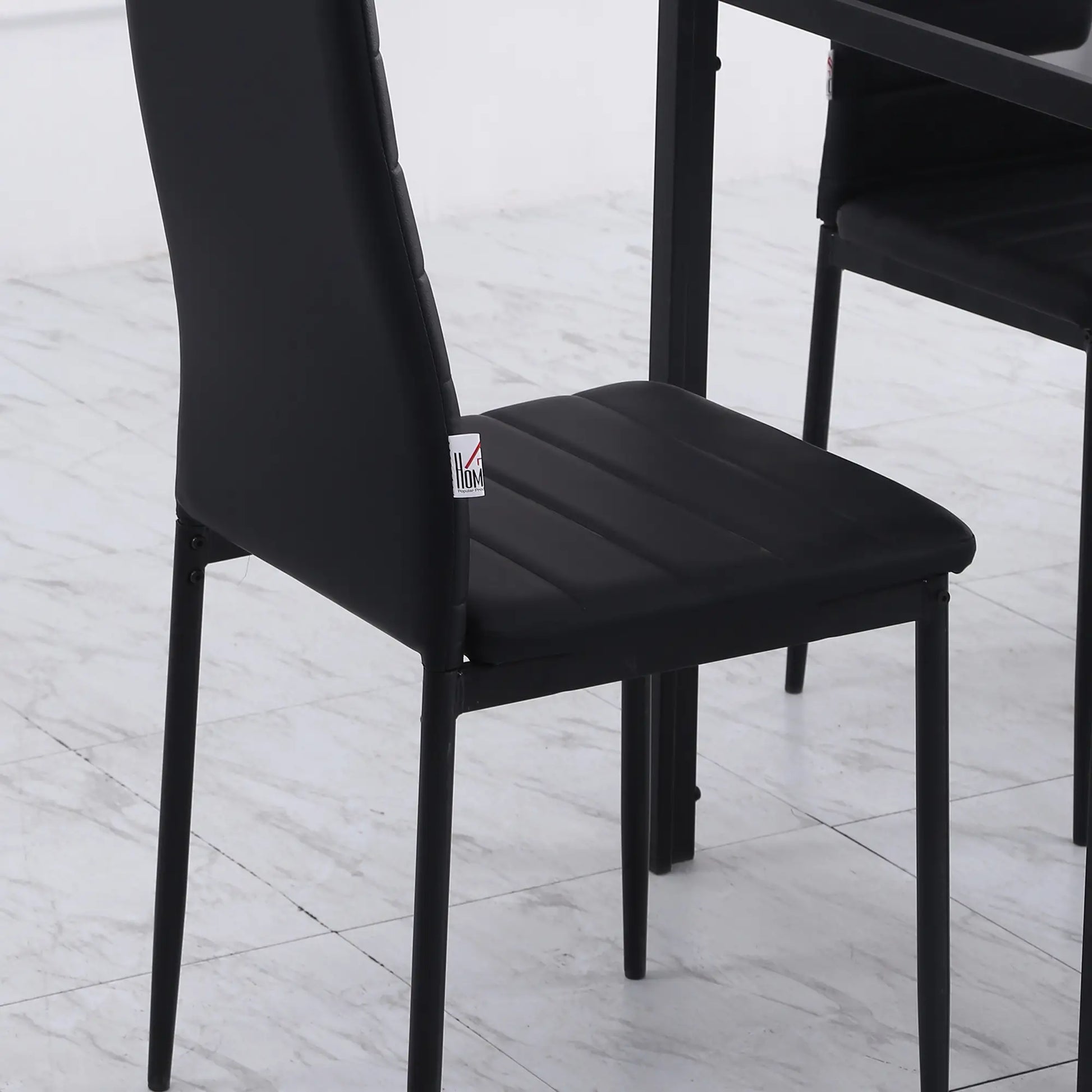 Modern High Back Dining Chairs, PU Leather, Metal Legs, Set of 4, Black Bar Stools at Gallery Canada