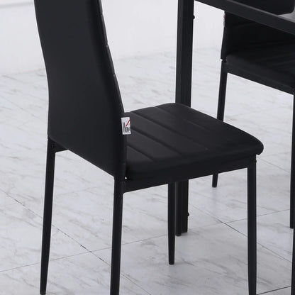 Modern High Back Dining Chairs, PU Leather, Metal Legs, Set of 4, Black Bar Stools at Gallery Canada