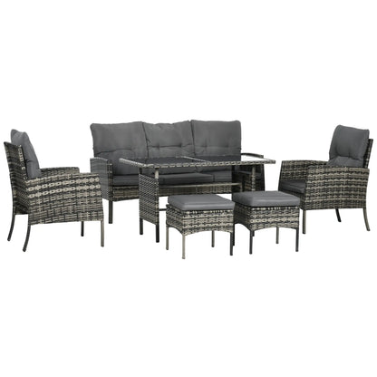 6 Piece Patio Furniture Set, Wicker Rattan Outdoor, Grey Patio Furniture Sets at Gallery Canada