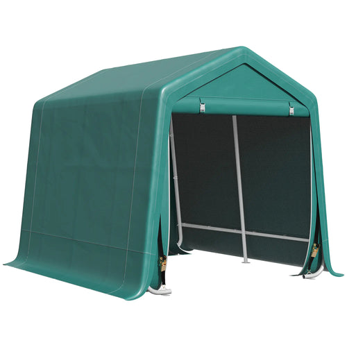 7.9' x 6.6' Garden Storage Tent, Metal Frame, Double Zipper Doors, Green