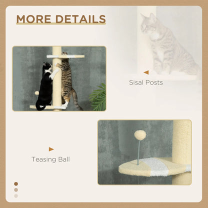 87"-102" Cat Tree, Sisal Scratching Posts, Anti-Tip Kit, Yellow Floor to Ceiling Cat Trees at Gallery Canada