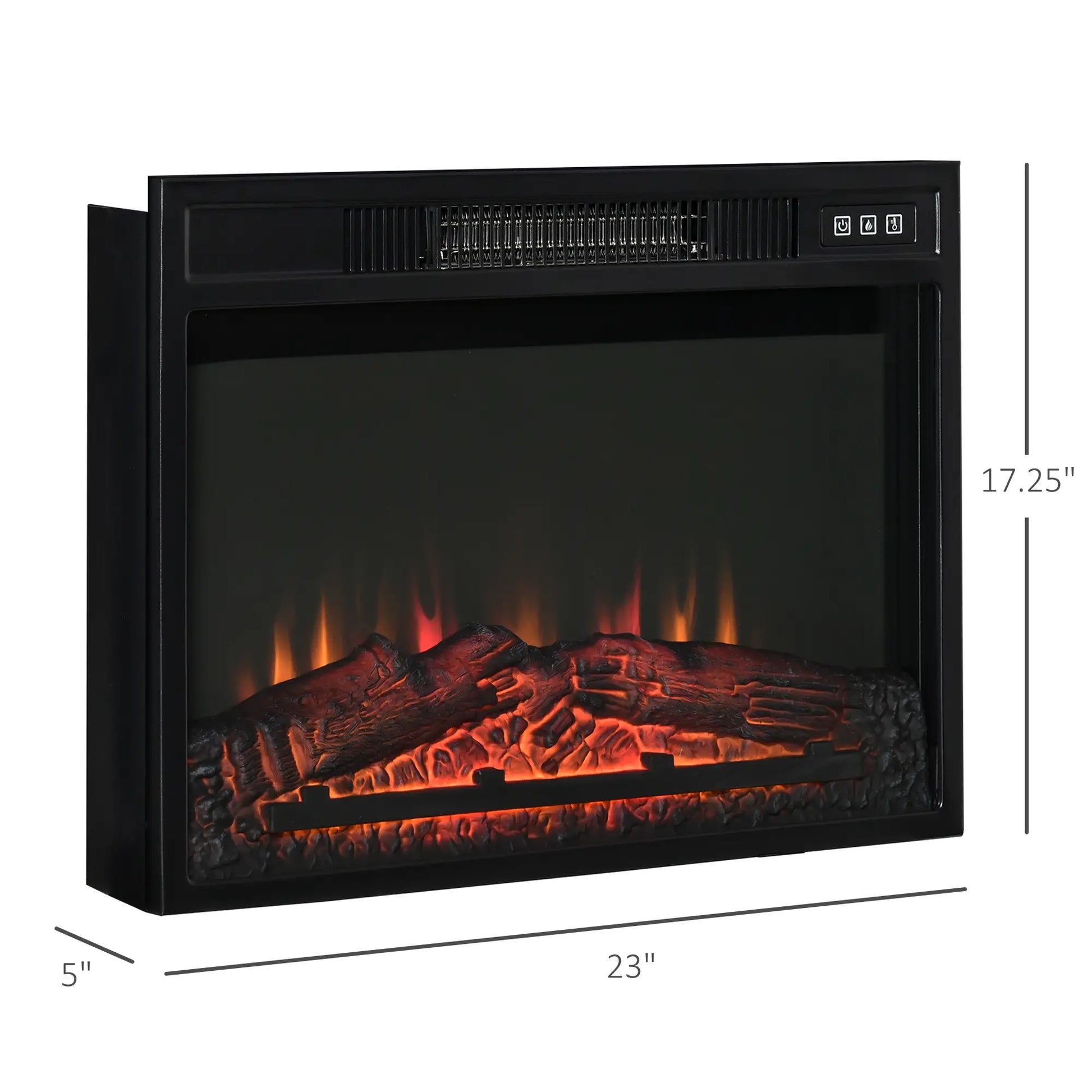 23" Electric Fireplace Insert, Realistic Log Flames, Adjustable Brightness, 1400W, Black Electric Fireplaces at Gallery Canada