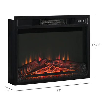 23" Electric Fireplace Insert, Realistic Log Flames, Adjustable Brightness, 1400W, Black Electric Fireplaces at Gallery Canada