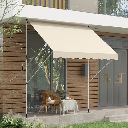 10x5ft Manual Retractable Awning, Water Resistant UV Protector, Beige Door Awnings at Gallery Canada