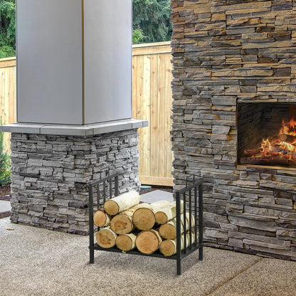 17.5" Heavy-Duty Metal Firewood Rack, Indoor Outdoor, Black Firewood Racks at Gallery Canada
