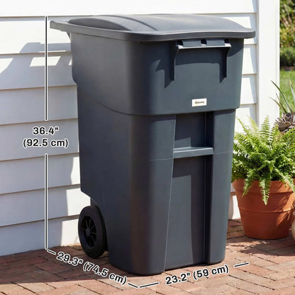 53 Gallon Outdoor Garbage Bin With Lid, Wheels, Handle, Dark Grey Garden Accessories at Gallery Canada