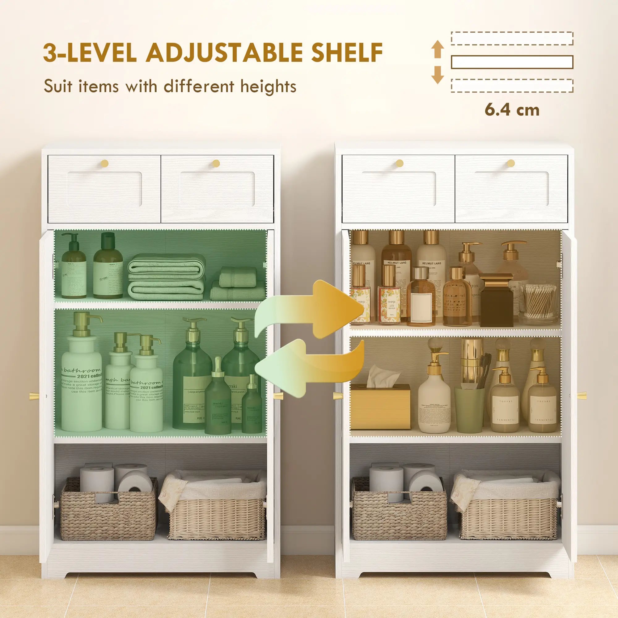 Bathroom Floor Cabinet With 2 Drawers, White Freestanding Bathroom Cabinets at Gallery Canada