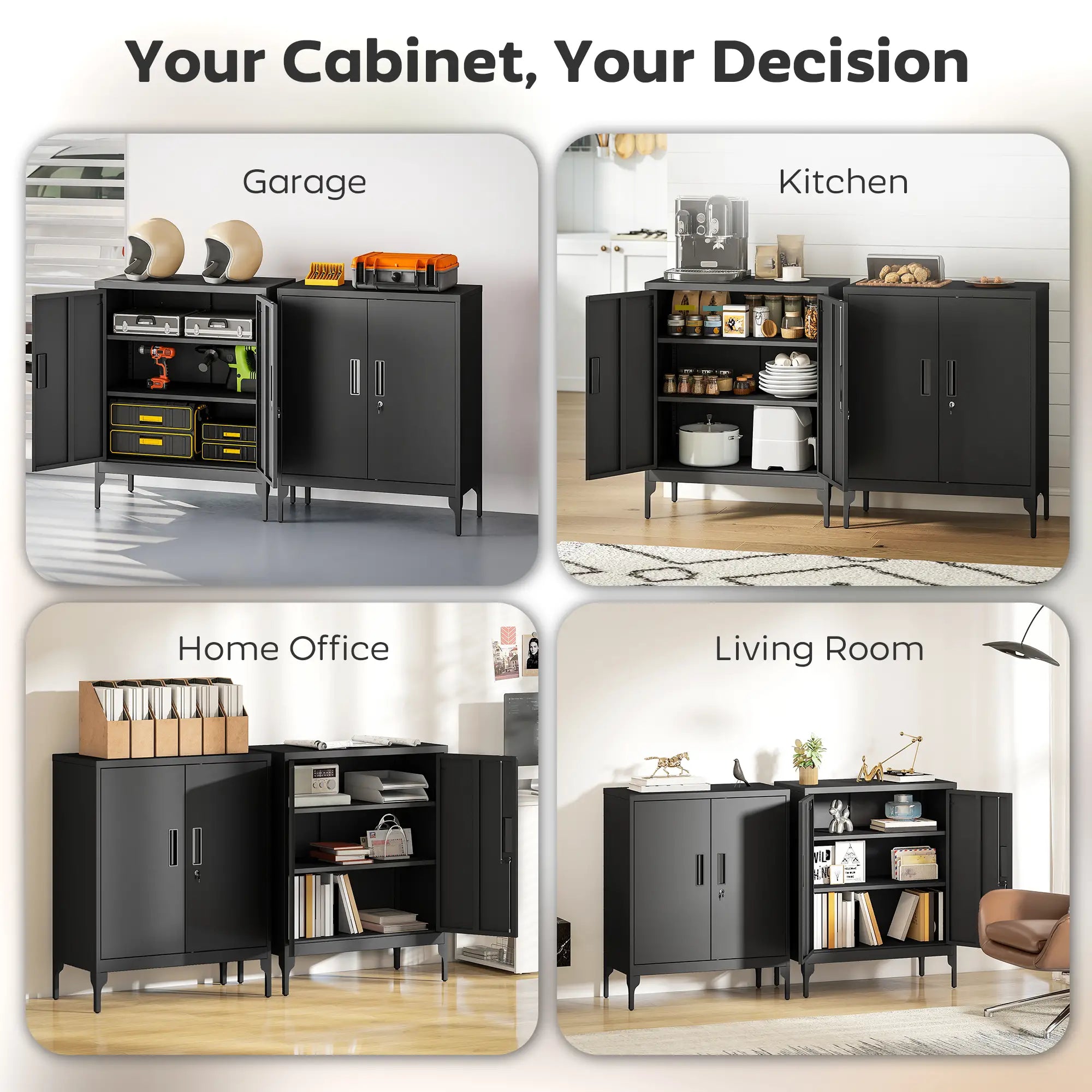 Office Storage Cabinet with Lock, Adjustable Shelves, Black Office Cabinets & Cupboards at Gallery Canada