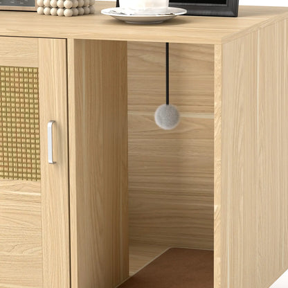 Cat Litter Box Enclosure, End Side Table, Rattan Door, Scratching Pad, Oak Cat Litter Box Enclosures at Gallery Canada