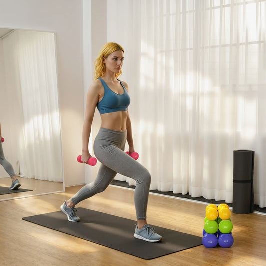 44lbs Hex Dumbbell Set, Hand Weights for Home Gym, Multi-Colour Dumbbells & Barbells Pink, Yellow, Green, Purple at Gallery Canada