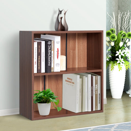 Wood Small Bookshelf 2 Tier Storage Rack Chest Unit Home Office Furniture Walnut - Gallery Canada