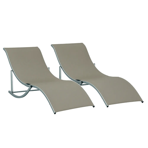 Foldable Pool Chaise Lounge Set of 2, 264lbs Capacity, Light Grey