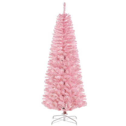 6FT Pop-up Artificial Christmas Tree Holiday Xmas Holiday Pencil Tree Decoration with Automatic Open for Home Party, Pink Artificial Christmas Trees at Gallery Canada