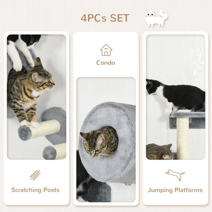 4 Pcs 9.3" H Cat Wall Shelves, Pet Climbing Shelf Set, Grey Cat Climbing Wall at Gallery Canada
