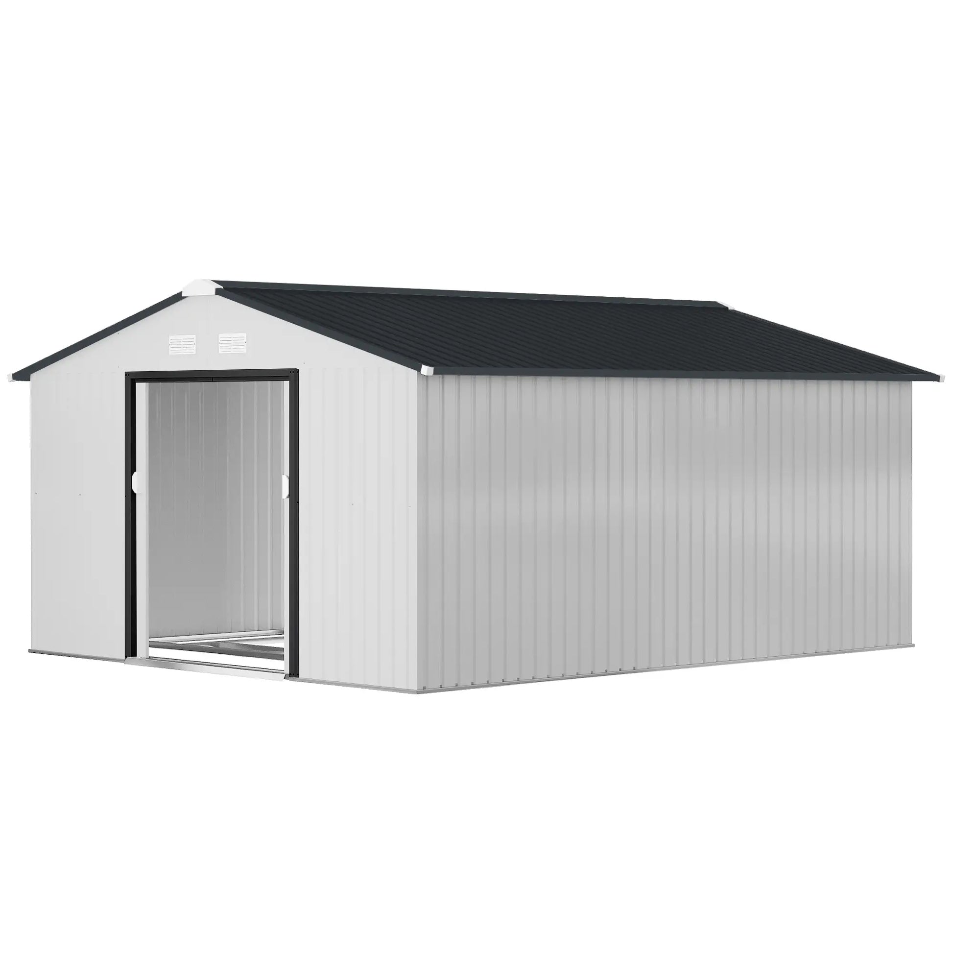 11' x 13' Garden Storage Shed, Metal, Double Doors, White Sheds White at Gallery Canada