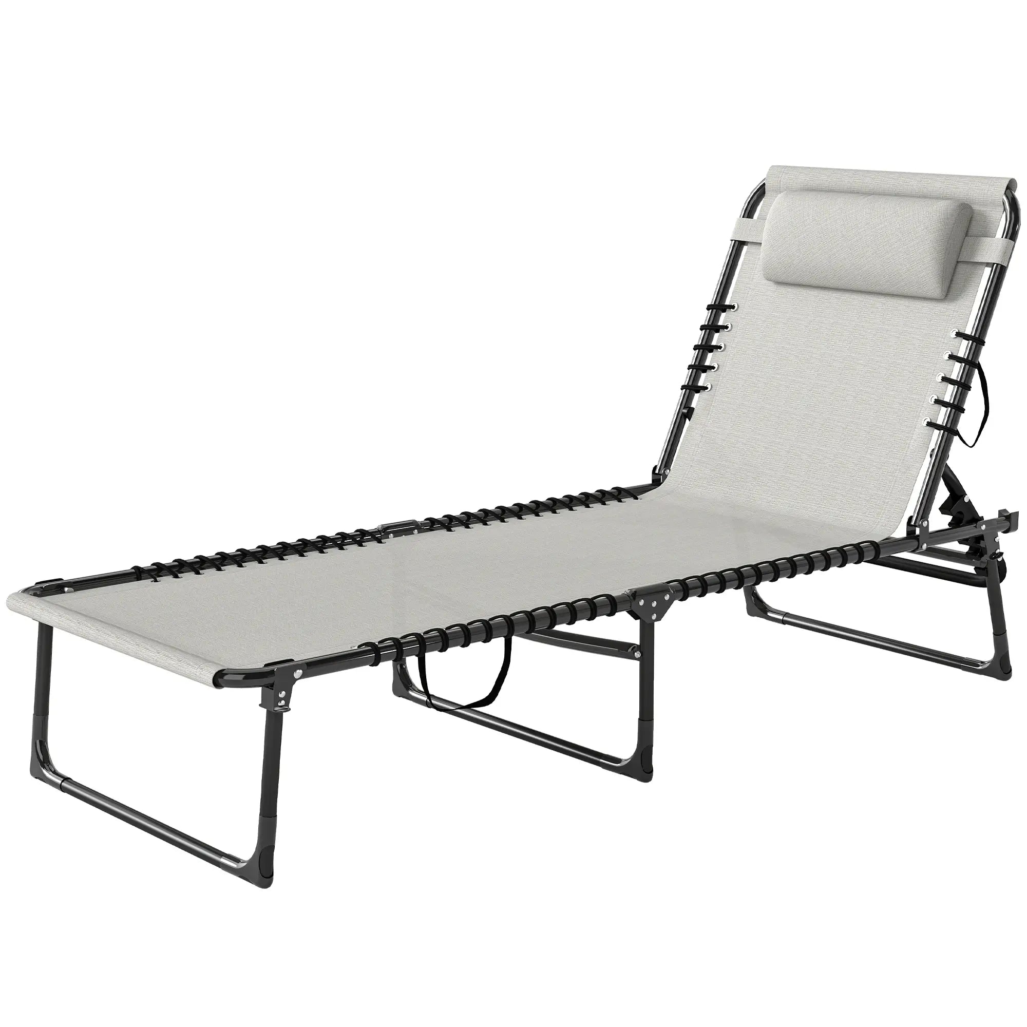Outdoor Folding Lounge Chair, 4-Level Adjustable, Cream Lounger Chairs at Gallery Canada