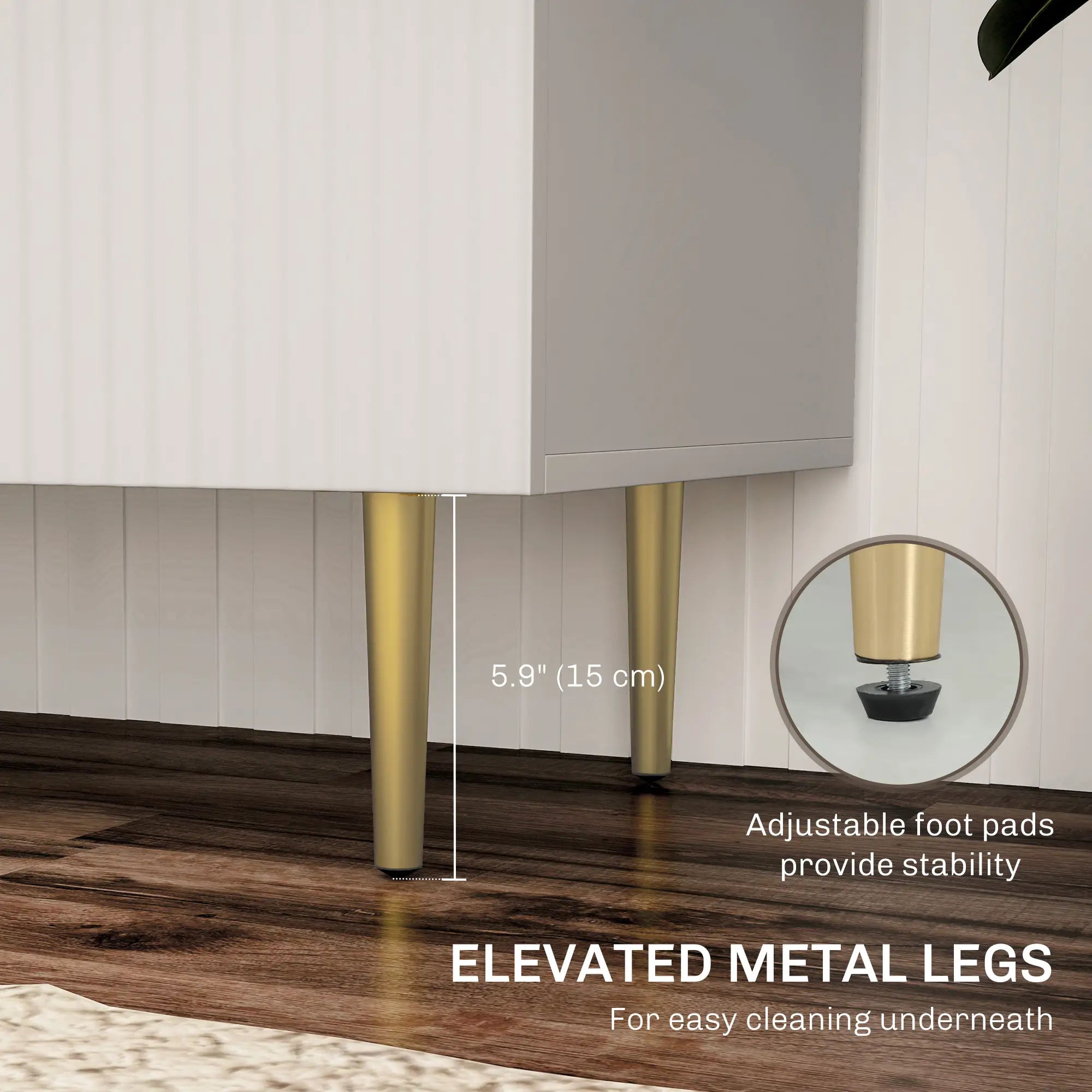 Modern Kitchen Storage Cabinet, Adjustable Shelves, Metal Legs, White Bar Cabinets at Gallery Canada