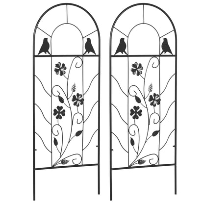 2 Pack Metal Garden Trellis, Birds and Leaves Grid Panels, 39" Tall Plant Stands at Gallery Canada
