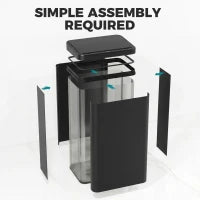 Poubelle automatique de 50 L, couvercle à fermeture douce, acier inoxydable, noir