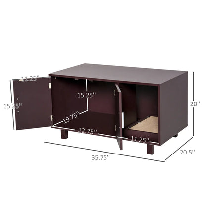 Cat Litter Box Enclosure, Hidden Furniture, End Table with Scratching Pad, Brown Cat Litter Box Enclosures at Gallery Canada