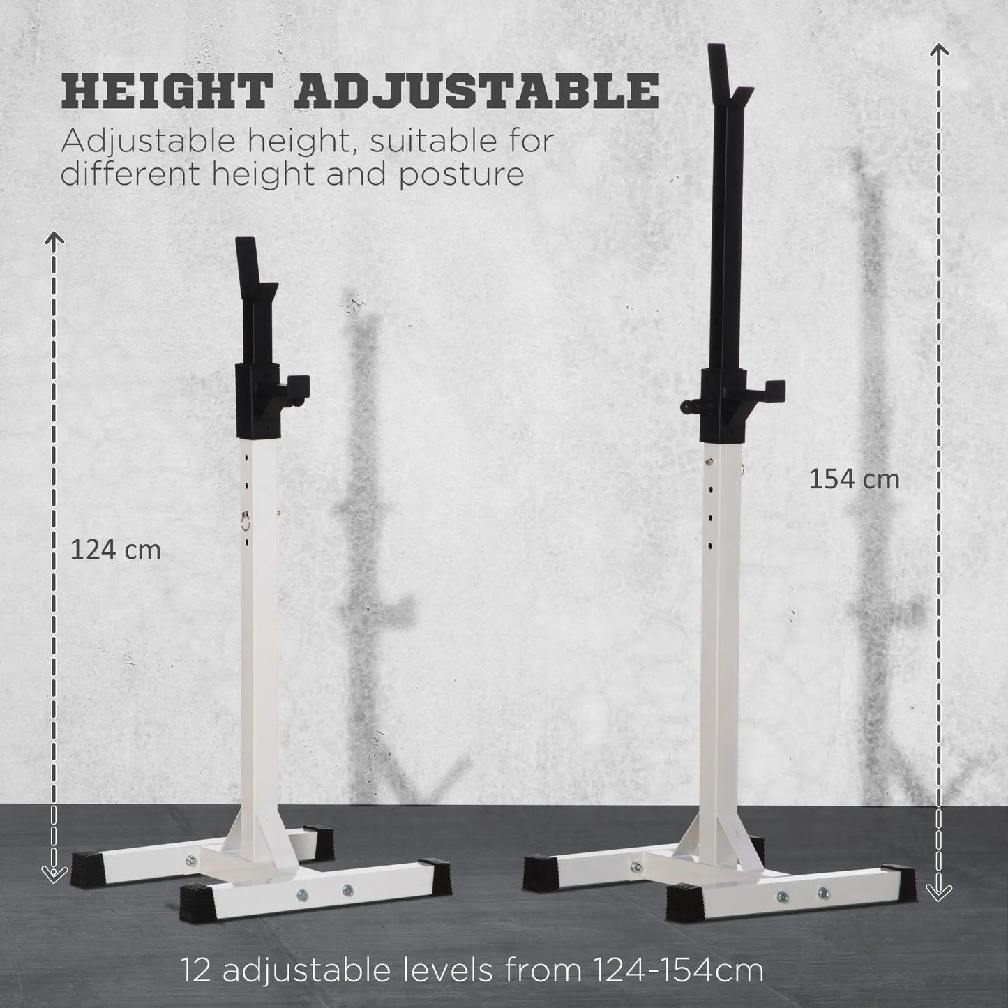 Adjustable Barbell Rack, Squat Stand, 2 Bars Holder, Black, White Power Towers at Gallery Canada