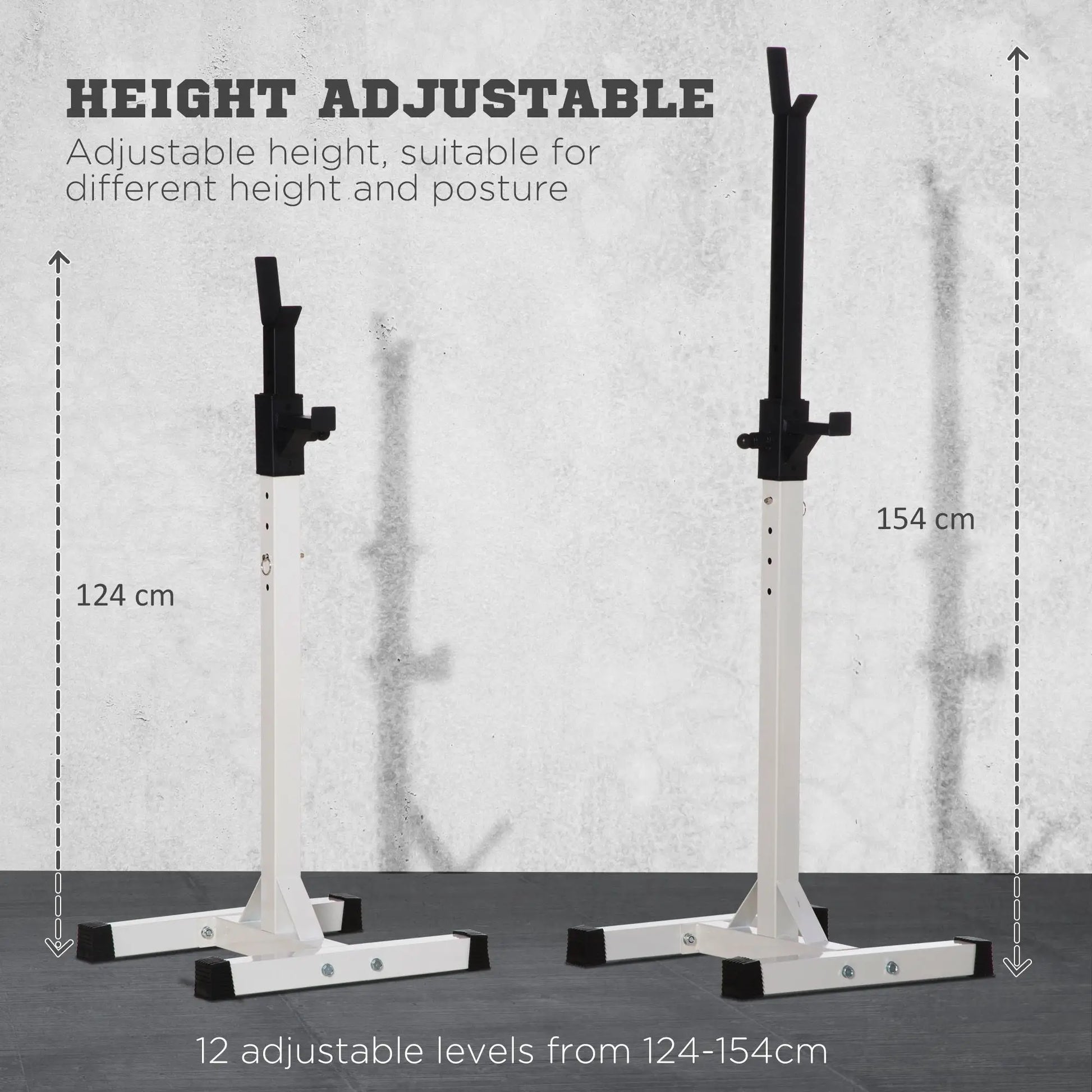 Adjustable Barbell Rack, Squat Stand, 2 Bars Holder, Black, White Power Towers at Gallery Canada