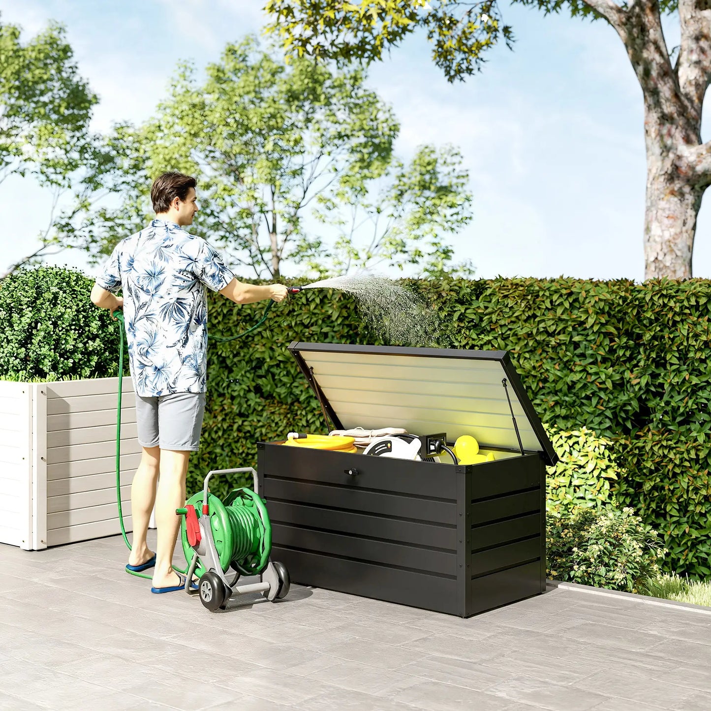 Large Deck Box, Outdoor Storage with Lock, Grey Patio Storage Boxes at Gallery Canada