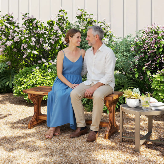 Rustic Wooden Bench, Backless Garden Patio Loveseat, Carbonized Outdoor Benches Carbonized at Gallery Canada