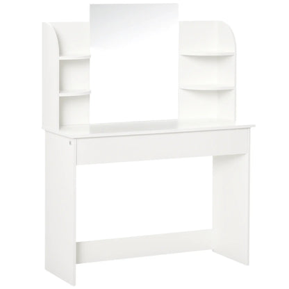 Wood Dressing Table With Makeup Mirror, Big Drawers, Open Shelf, White Dressing & Vanity Tables White at Gallery Canada