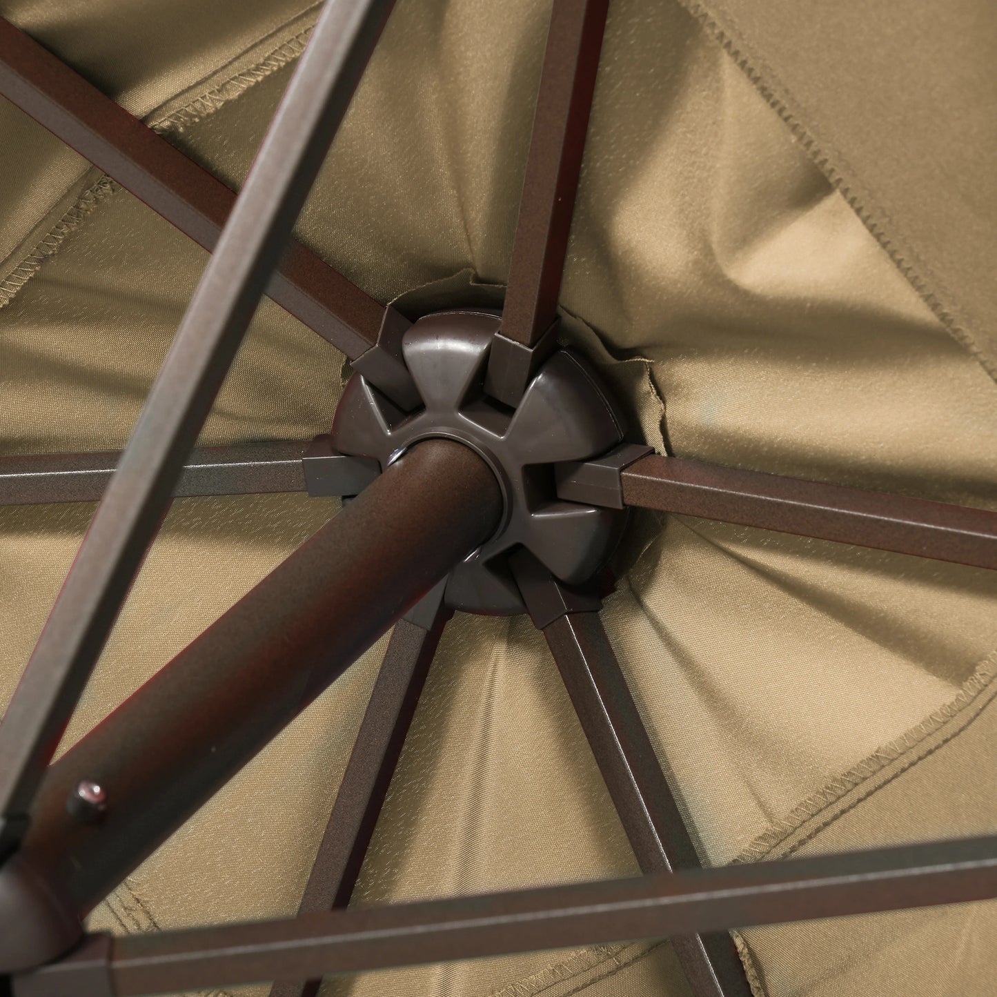 6.5x10ft Rectangle Solar Tilt Umbrella, Aluminum, Light Coffee Sun Umbrellas at Gallery Canada