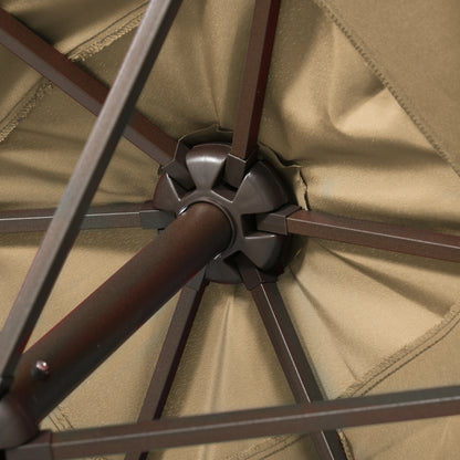 6.5x10ft Rectangle Solar Tilt Umbrella, Aluminum, Light Coffee Sun Umbrellas at Gallery Canada