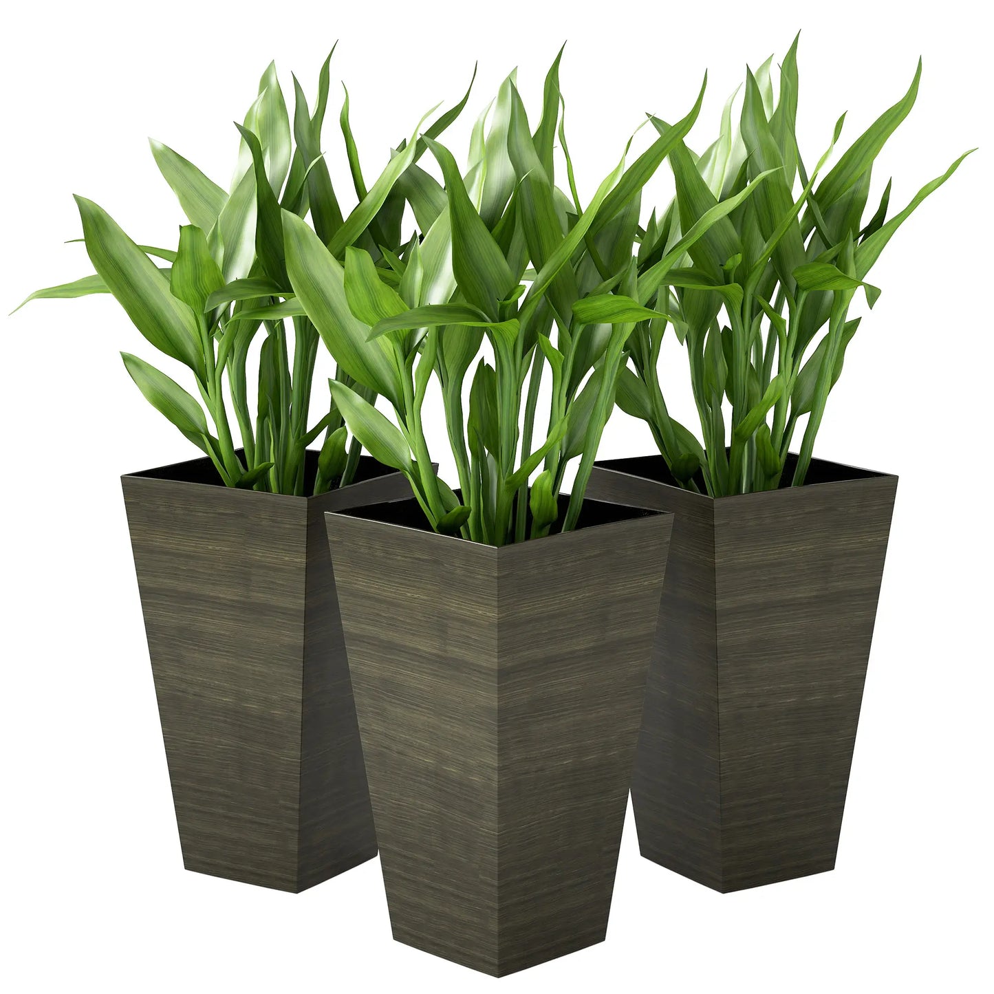 Tall Planter Set of 3, 28 Inch Taper, Bronze Planter Set Brushed Black Bronze at Gallery Canada